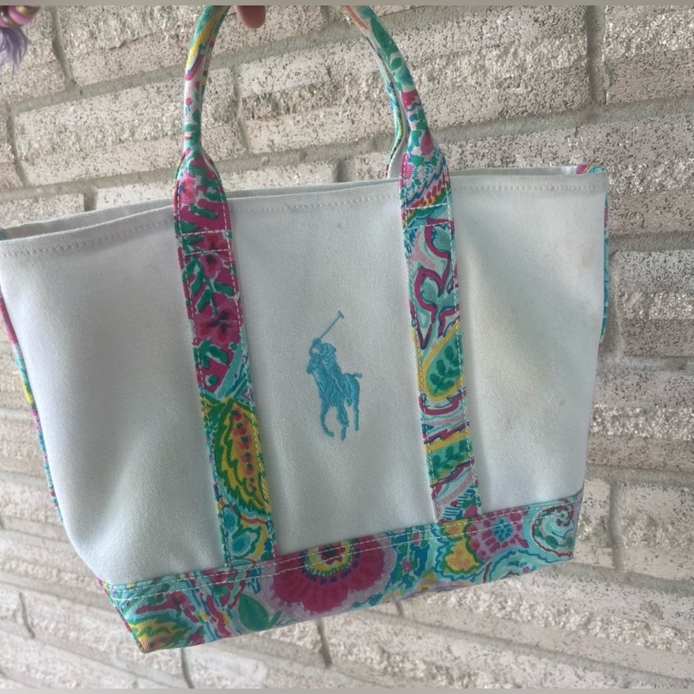 Polo Ralph Lauren Paisley Tote /Canvas / Polo Embroidered Logo